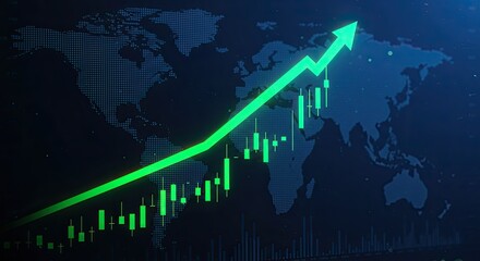 Financial Growth Concept Background with Glowing Green Stock Chart.