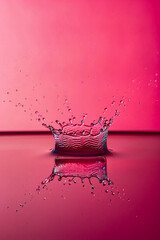 Water splash photography pink background abstract liquid drop motion close up still life art 100 character