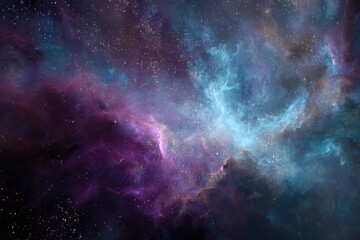 Naklejka premium Vibrant cosmic galaxy featuring swirling colors and interstellar beauty captured in an abstract space visualization