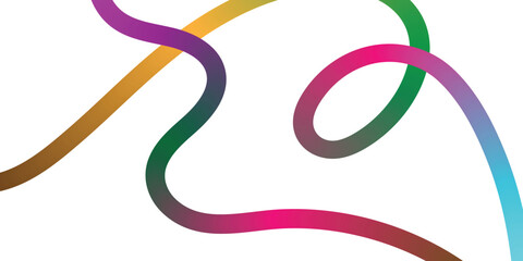 Obraz premium Abstract design with colorful, intertwined, flowing lines. A dynamic image featuring interwoven, curved lines in a variety of vibrant colors, including shades of purple, pink, green, blue, and gold.
