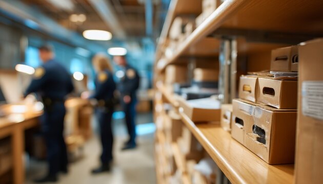 A glimpse into the operations of a police evidence room with various storage options.