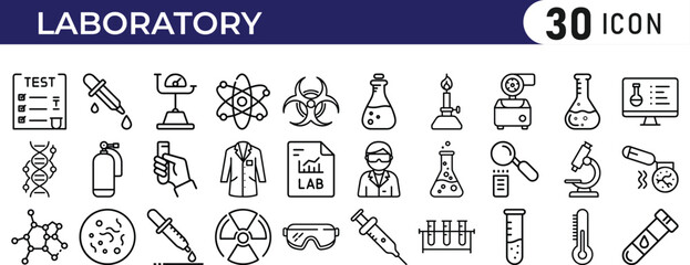 Laboratory icon set. research and lab equipment symbols