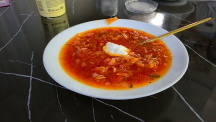 tomato soup with basil red