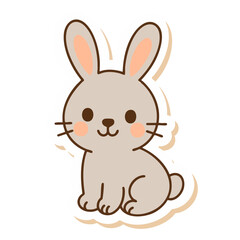 Sweet hand-drawn bunny in pastel pink tones with kawaii features. Perfect for baby illustrations, nursery prints, and spring kids' art.