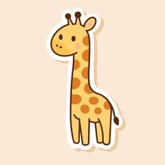 Fototapeta premium Sweet pastel giraffe illustration with a kawaii expression. 