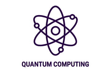 dark purple quantum computing icon, flat vector with transparent background