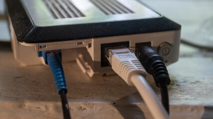 The wires are connected to the media console. Internet wire connected to the media converter
