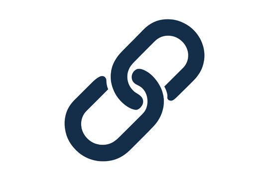 dark blue blockchain link icon, flat vector with transparent background
