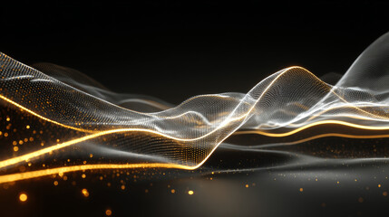 Digital technology background. Dynamic wave of glowing points. Futuristic background for presentation design. 3d rendering.	