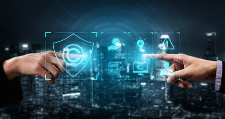 Digital copyright protection system showing secure ownership, intellectual property rights, content...
