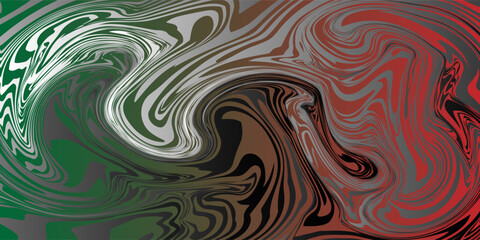 Abstract vector with swirling green, red, brown, and black marble textures. Perfect for edgy design, modern grunge art, and bold creative visual backgrounds