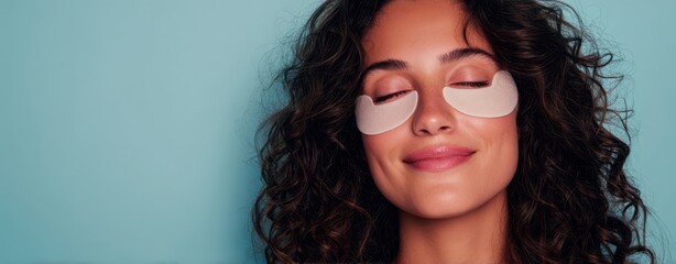 The woman enjoying a beauty treatment with under-eye patches.