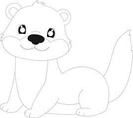 Otter cartoon outline for coloring book
