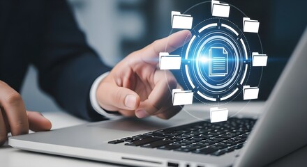 Digital File Management System on Laptop with Virtual Folder Access