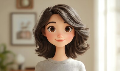 Smiling cartoon girl.