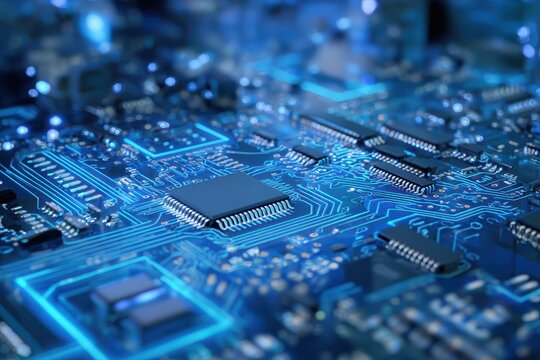 High tech circuit board background featuring intricate designs and glowing elements showcasing modern technology and innovation in electronic components