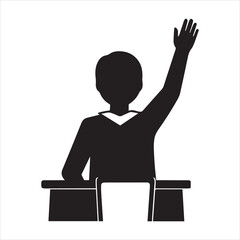 person raising hand silhouette