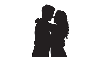 Romantic couple silhouette hugging illustration vector perfect for love relationship and valentine designs