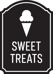 Sweet treats ice cream cone label silhouette vector perfect for dessert shop and confectionery branding