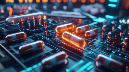 Medical Tech Capsules on Circuit Board