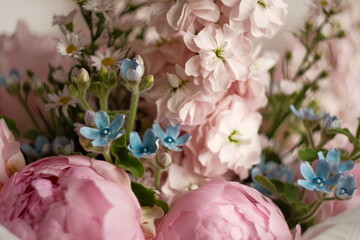 Spring Pastel Bouquet With Peony And Oxypetalum