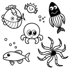 Obraz premium Different types of sea animals