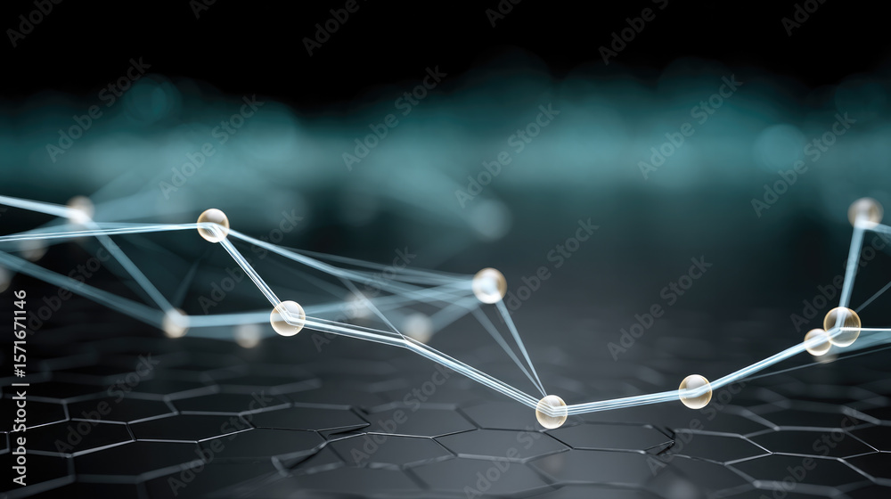 Leinwandbilder abstract network connection glowing nodes digital lines futuristic technology black background scien