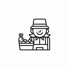farmer holding produce icon sign vector