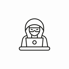 hooded hacker laptop icon sign vector