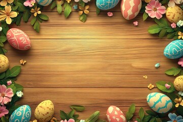 Easter egg wreath with flowers and leaves