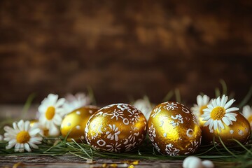 Glossy shinny Intricate golden Easter poster