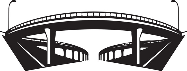 Modern highway overpass with multiple lanes and ramps in a striking silhouette