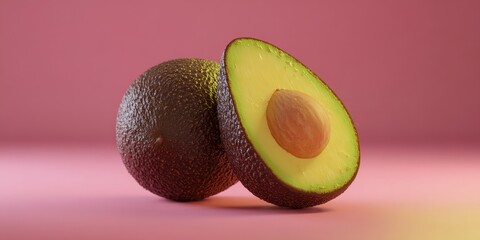 avocado isolated on pink background