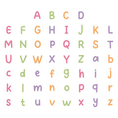 Colorful Hand Drawn Alphabet Letters for Children Learning