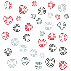 Abstract artwork featuring colorful nested shapes in red, black, and teal hues against a clean white background. Perfect for modern templates and illustrating creative and artistic concepts.