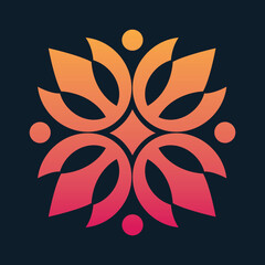 Abstract Human Logo design on a black background Colorful simple mandala design vector