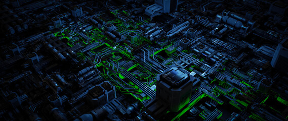 Abstract Cyberpunk Circuitry