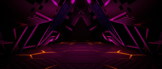 Abstract Futuristic Sci-Fi Glowing Tunnel