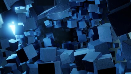 abstract blue boxes cubes background