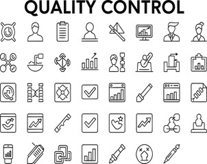 Quality control icons: black quality control icons for designing interface on graphic