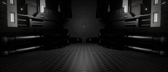 Futuristic Dark Corridor Interior