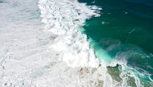 Ocean waves crashing, white foam, turquoise water