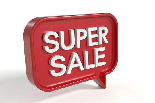 A vibrant red speech bubble announces a super sale, enticing customers with a limitedtime deal
