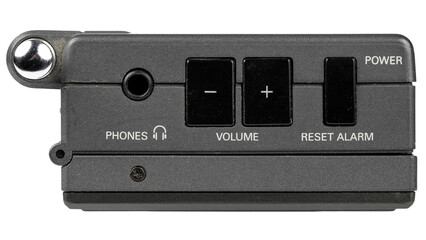 Switches on a top control panel of an old portable radio
