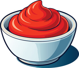 Classic Ketchup Bowl Illustration – Red Sauce Clipart Vector Art
