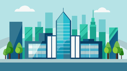 Fototapeta premium Abstract city skyline with modern urban architecture and towering skyscrapers