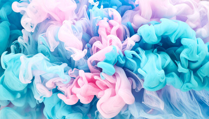 Obraz premium Ethereal Color Fusion: Dynamic Ink Swirls in Pink and Blue