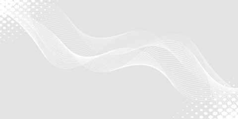 Futuristic gray white abstract background. shining wave lines pattern for banner, wallpaper, cover. Vector illustration. modern