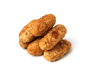 Tasty fried golden croquettes isolated on white