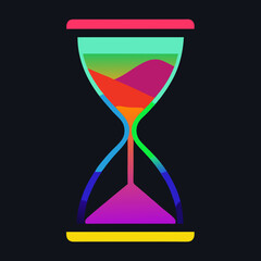 Glowing Hourglass With Rainbow Sand